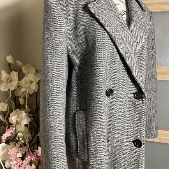 Vintage Style Dumas Women's Coat Gray Velvet Collar Double Breasted Business - Picture 3 of 6